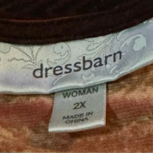 Dressbarn 2X Top Shirt Orange Striped Sleelevess Scoop Neck Stretch Embellished - Picture 6 of 8